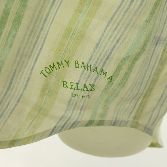 Tommy Bahama Mens XL Linen Shirt L/S Green Yellow Stripe Button Up Beach Wear - Picture 6 of 12